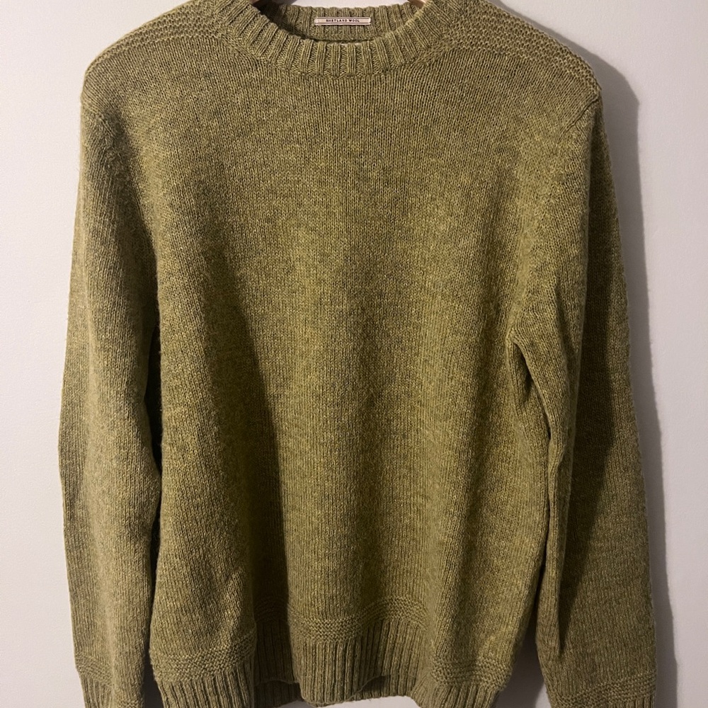 Wallace & Barnes Shetland Wool Elbow Patch Sweater - Medium
